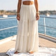 thumbnail image 4 of WCMZJ Women's Tiered Ruffle Wide Leg Pants Elastic Waist Palazzo Pants Loose Fit Boho Beach Vacation Summer Casual Trousers, 4 of 6