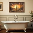 thumbnail image 3 of Vintage Window Religious Wall Art Framed Camvas Prints Gold Sunset Painting Path to Heaven Christian Wall Decor for Bedroom Living Room the Three Crosses Decor Jesus Posters Prints 12"x16", 3 of 5