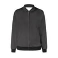 thumbnail image 4 of VINUSLI Womens Varsity Bomber Jackets Solid Lightweight Zip Up Long Sleeve Jacket 2024 Fall Outdoor Windbreaker with Pocket Dark Gray,XXXXXL, 4 of 4