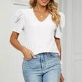 thumbnail image 5 of Idoravan Women's Plus Size Tops Fashion Women Plus-Size Solid Short Sleeve V-Neck Casual Blouse T-shirt Tops, 5 of 8