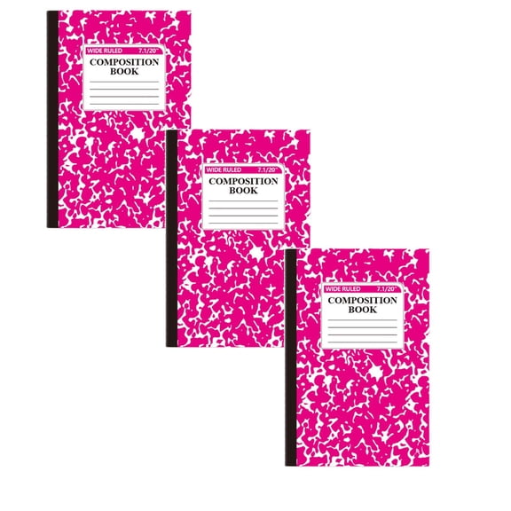 Composition Book, Wide Ruled Composition Notebook, College Ruled, Marble Composition Books for Working Notes Taking Writing, 60 Pages/30 Sheets, 3 Pack, 5.5" x 8.27"