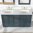 thumbnail image 4 of Ceres 61" Engineered Stone Vanity Top in Grain White with Double White Sinks, 4 of 6