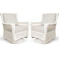 thumbnail image 1 of Patio Swivel Glider Rocker 2-Piece Hand-woven Outdoor Rocking Chairs All-Weather Ratten Furniture with Cushion,White Frame, 1 of 7