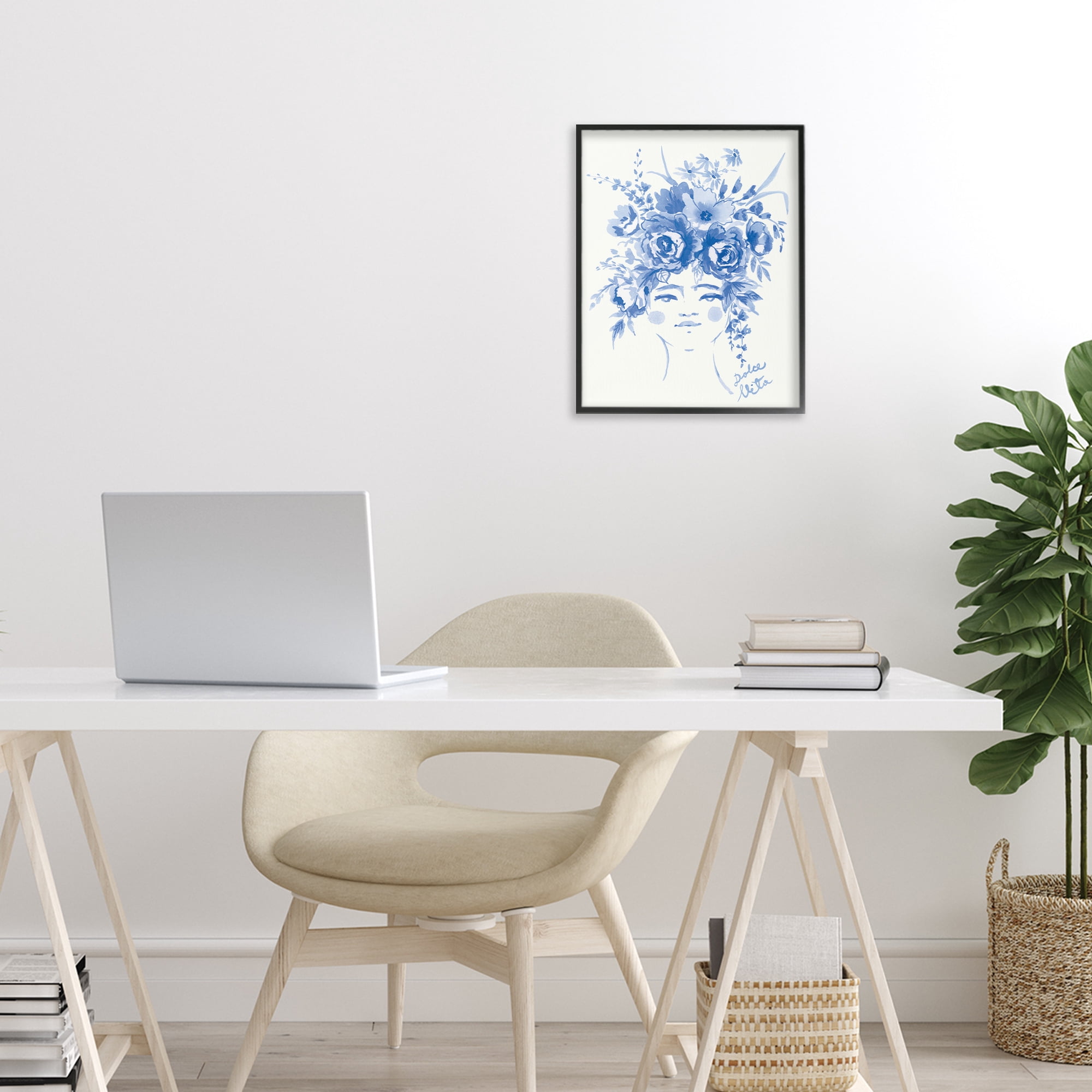 Stupell Industries Dolce Vita Woman with Roses Black Framed Giclee Art, design by Karolina Sato
