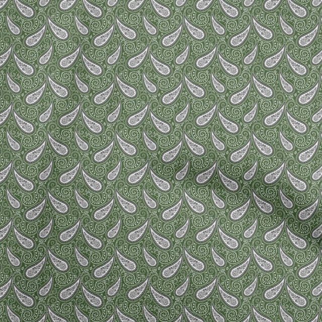 oneOone Polyester Spandex Green Fabric Paisley Sewing Craft Projects Fabric Prints By Yard 56 Inch Wide