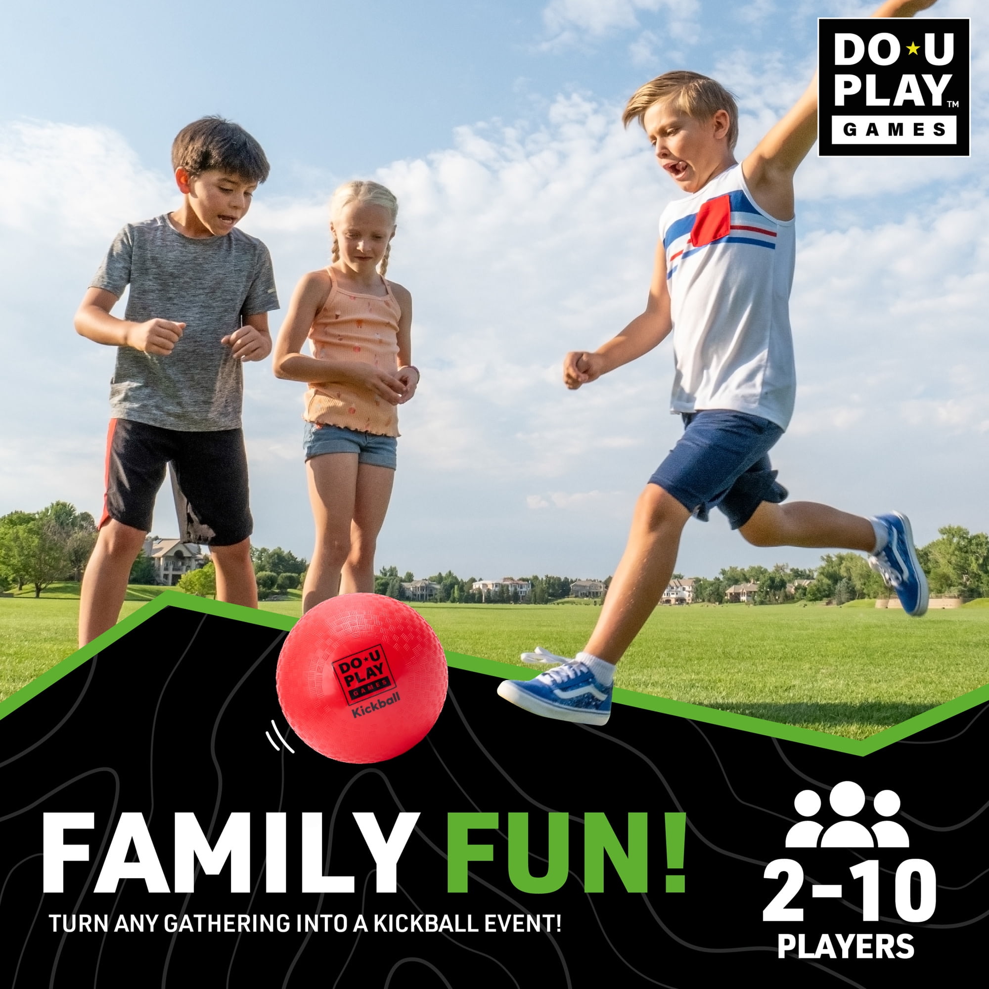 Do-U-Play: Ultimate Kickball Kit - Outdoor Game Set, 10" Ball, 4 Bases, Air Pump, Carry Bag, Kick-Catch-Tag, Backyard Activity, Family-Kids-Adults