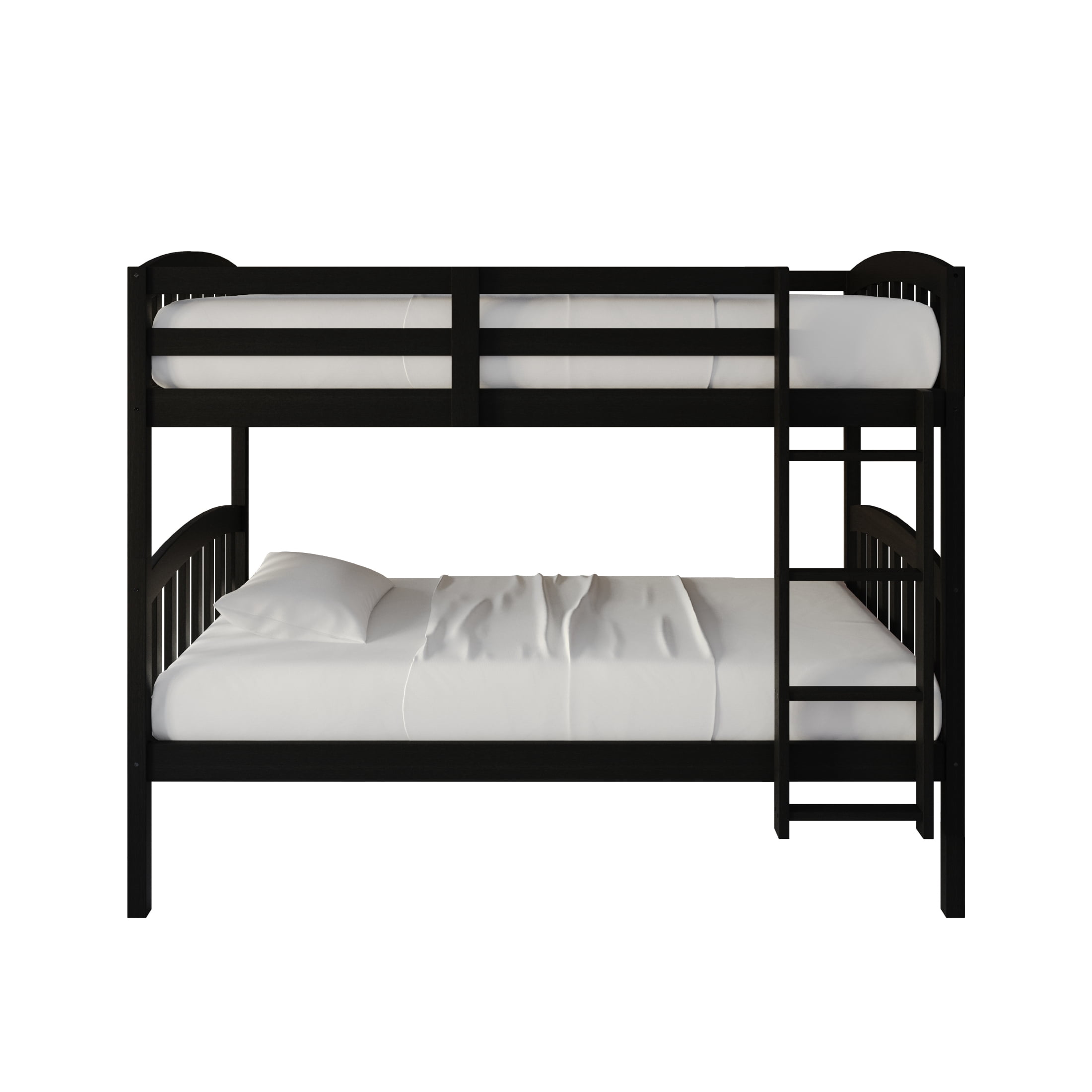 Castle Place Mid-Century Twin over Twin Wooden Convertible Bunk Bed, Black