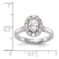 thumbnail image 2 of Solid 14k White Gold Oval Halo Engagement Ring with CZ Cubic Zirconia Size 7, 2 of 3
