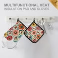 thumbnail image 4 of Yayeee Oven Mitts and Pot Holder Set of 2 Heat Resistant Kitchen Gloves Baking Hot Pad, Colorful Flowers, 4 of 5
