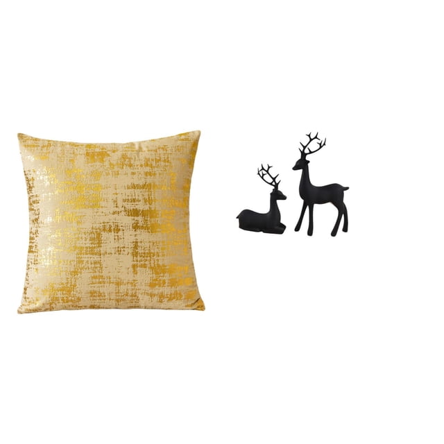Funda de almohada,Fundas de cojín para sofá cama,funda de almohada cuadrada,Estatua de reno,Estatua de reno negro,decoración del hogar,arte y artesanía,Figura de ciervo de resina