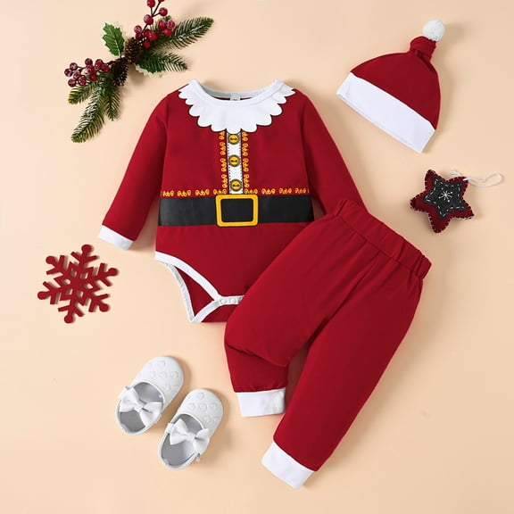 Zhangmingg Toddler Santa ,Elf for Kids Elf Pajamas My 1st Christmas Boy Christmas Outfit Christmas Coat Toddler Santa