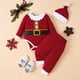 thumbnail image 2 of Disfraz de Papá Noel para bebé, camiseta y pantalón, gorro, cálidos disfraces navideños para niños, mi primer atuendo navideño para bebé niño de 6 a 12 meses, 2 of 8