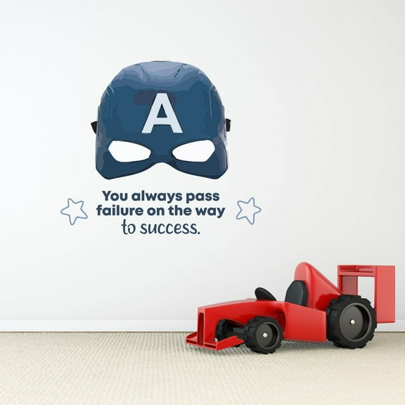 Success Captain America Life Quote Cartoon Quotes Decors Wall Sticker Art Design Decal for Girls Boys Kids Room Bedroom Nursery Kindergarten Home Decor Stickers Wall Art Vinyl Decoration (35x40 inch)