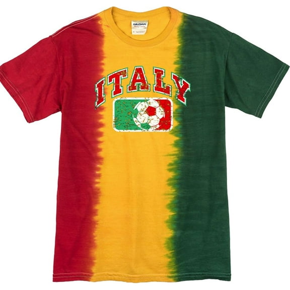 Mens Tie Dye Italy Italia Futbol Soccer T-shirt, LG Rasta