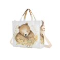 thumbnail image 2 of Sleep Bear Flowers Corduroy Tote Bag Handbag Large Messenger Bag Shoulder Crossbody Zipper Bag Purse, 2 of 8