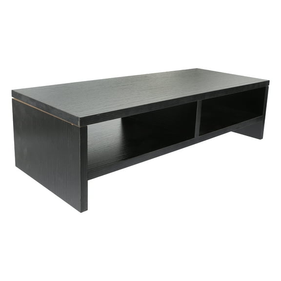HOMEMAXS Wood Monitor Stand with Double Layer Design for Home Use Black 2tier Storage Solution