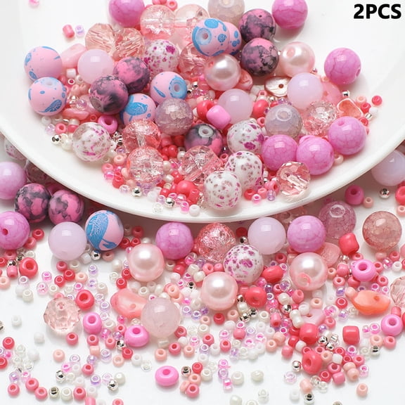 DESIGNICE 2026 New 2Pcs Jewelry Beads Shimmering Crystal Beads Charm Bracelet Personalized Diy Bracelets Pink for Jewelry Making Crafting Personalized Gifts Creative Projects Custom Accessories