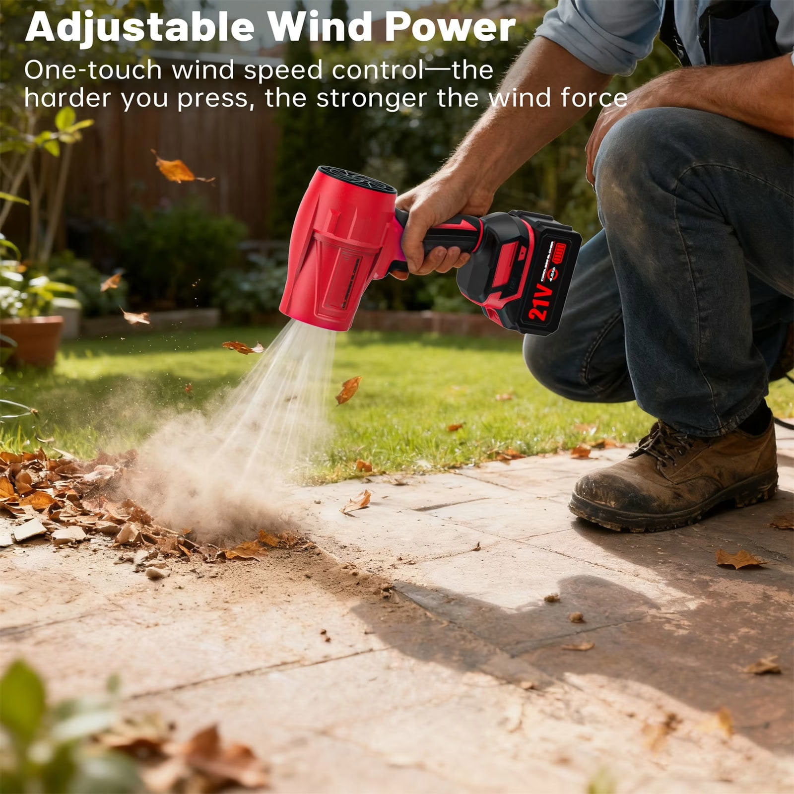 Leaf Blower Cordless, Mini Blower with 2×4.0Ah Batteries & Charger, Lightweight Electric Handheld Blower for Lawn Care, Patio Cleaning, Dust Cleaner, Snow Blower