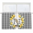 thumbnail image 2 of Farmhouse Lemon Semi Sheer Window Curtains 54 Inches Long, Bless Home Summer Black Buffalo Plaid Rod Pocket Voile Silky Chiffon Curtain Light Filtering Drapes for Living Room, 52"x54", 2 Panels, 2 of 9