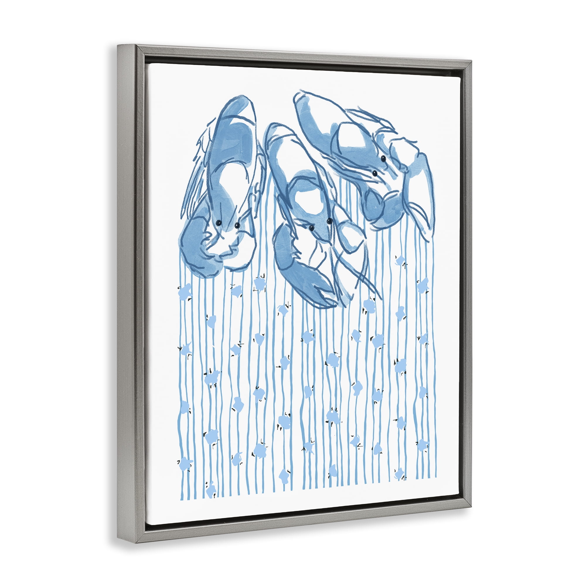 Stupell Industries Lobster Trio with Strings Gray Framed Floater Canvas Wall Art, design by Melissa Tilley