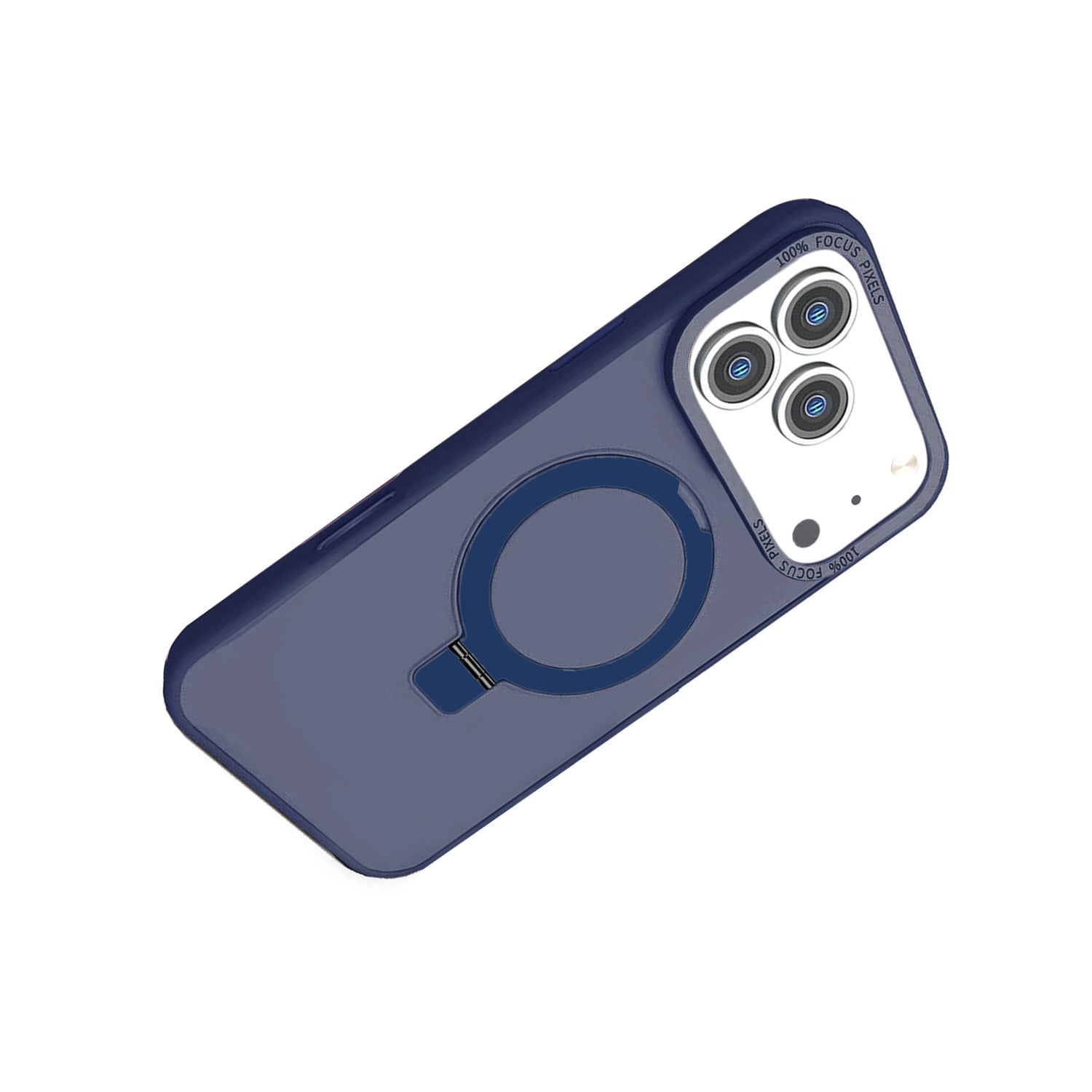 Carbon Fiber Protective Case with Kickstand & Wireless Charging for iPhone 17 Pro Max - Dark Blue