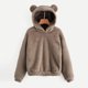 thumbnail image 4 of Gibobby Blusas Manga Larga Para Mujer Sudadera de forro polar de manga larga para mujer Sudadera con capucha difusa con forma de cálido（Gris， XXXXL), 4 of 5