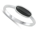 thumbnail image 4 of CHOOSE YOUR COLOR Minimalist Simulated Black Onyx Ring .925 Sterling Silver Band CZ Female Size 4, 4 of 4