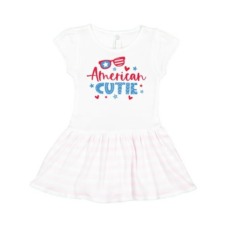 

Inktastic 4th of July American Cutie Red and Blue Stars and Hearts Gift Toddler Girl Dress
