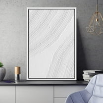 PixonSign Framed Canvas Wall Art Gray White Paint Stroke Stripe Circles Abstract Print Minimalism Contemporary Nordic Relax/Calm Decoration for Living Room, Bedroom, Office - 24"x36" White