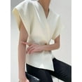 thumbnail image 5 of Women V Neck Tops Shirts Short Sleeve Button Down Slim Waist Summer Blouses, 5 of 6
