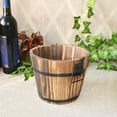 thumbnail image 4 of Ready 2022 Rustic Succulent Planter Wooden Barrel Empty Flower Pot Container Garden Decor, 4 of 8