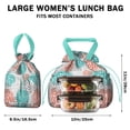 thumbnail image 5 of Boho Bohemia Pioneer Flower Art Drawstring Lunch Bag Women - Drawstring Lunch Bag Insulated for Work Office - Stain-Resistant Large Lunchbags for Women with Multi-Pockets, 5 of 6