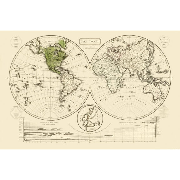 Historic Map - World - Woodbridge 1821 - Vintage Wall Art