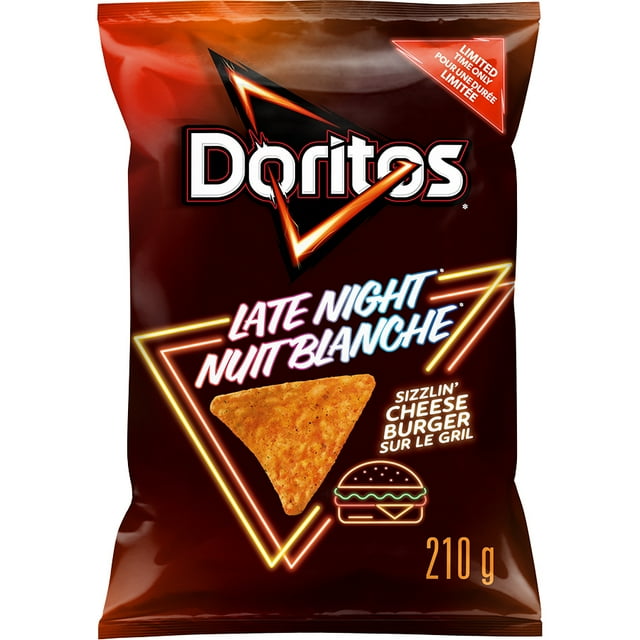 Doritos Late Night Sizzlin' Cheeseburger flavoured Tortilla Chips