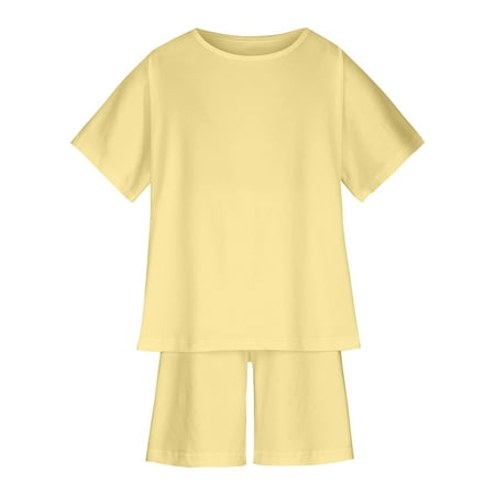 IROINNID Toddler Short Sleeve T-shirt Shorts Set Comfortable Color Cotton for Baby Boys and Girl 11-12 Years