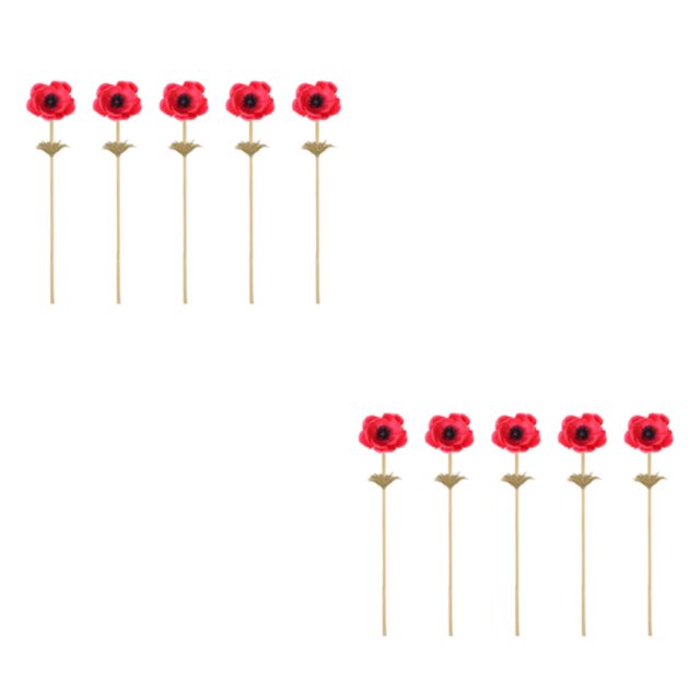 Wosthever 5 piezas de flores de bricolaje de boda de seda de anémona artificial Rojo 2Conjunto