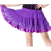 Whitewed Knee Length Flounced Swing Ballroom Latin Dance Practice Performance Circle Skirts