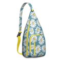 thumbnail image 1 of Vintage Floral Sling Backpack - Retro Daisy & White Blooms Pattern, Fashionable Multi-Functional Bag, 1 of 4