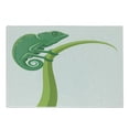 thumbnail image 1 of Reptile Cutting Board, Exotic Grumpy Lizard Holding onto Grass with Curled Tail Jungle Cartoon Camouflage, Decorative Tempered Glass Cutting and Serving Board, Small Size, Green White, by Ambesonne, 1 of 1