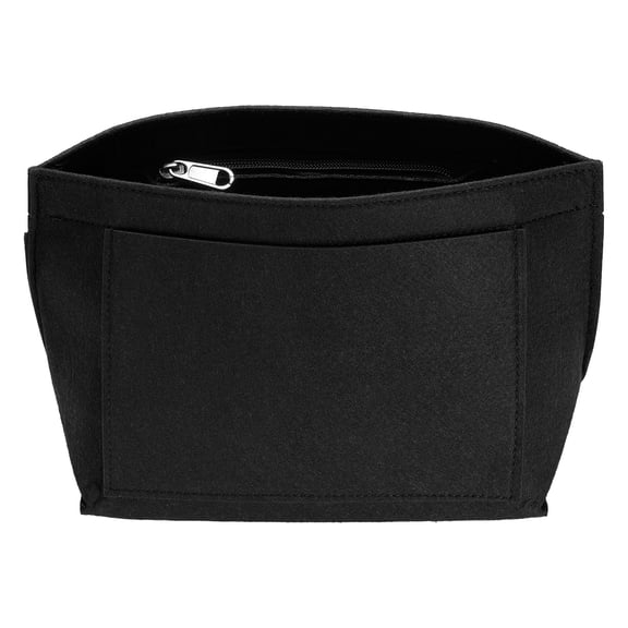 Uxcell Purse Organizer Insert, Small Felt Handbag Organizer Bag Storage & Finishing Inner Bag Liner with Zipper for Chic Backpack Tote Shoulder Bags, Black