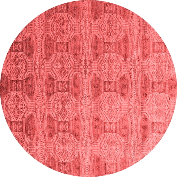 Ahgly Company Machine Washable Indoor Round Oriental Red Modern Area Rugs, 8' Round