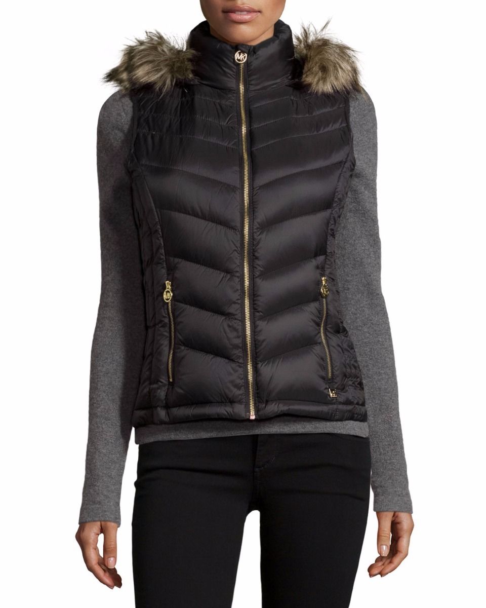 michael kors faux fur hooded vest