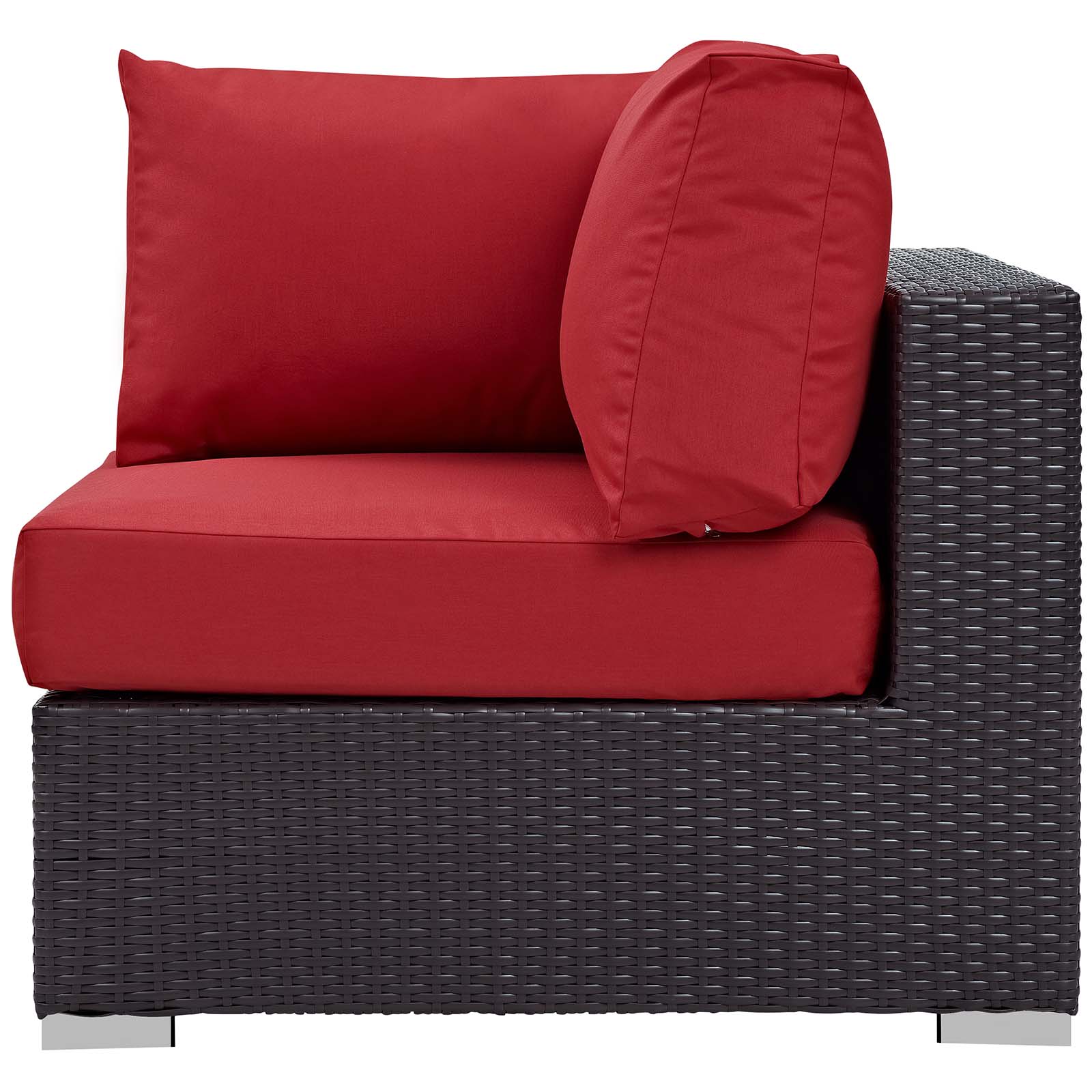 Contemporary Modern Urban Designer Outdoor Patio Balcony Garden Furniture Lounge Sofa, Chair and Coffee Table Fire Pit Set, Fabric Rattan Wicker, Red - image 5 of 8