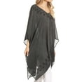 thumbnail image 4 of Sakkas Regina Women's Lightweight Stonewashed Poncho Top Blouse Caftan Cover up - Black - One Size Regular, 4 of 5