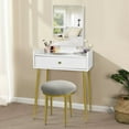 thumbnail image 1 of Jennie Vanity Set with Stool and Mirror Dressing Table Makeup Vanity Table with Drawer Cushioned Stool Set White, 1 of 6