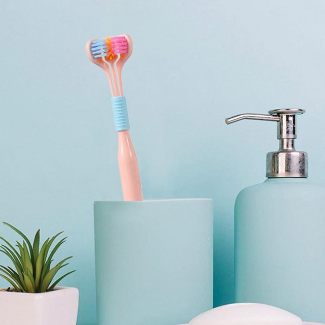 Cepillo de dientes de 3 caras Cerdas suaves Cepillo de dientes para adultos Limpiador de cuidado bucal (Rosa) Ndcxsfigh Para estrenar
