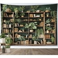 thumbnail image 5 of Green Plant Bookshelf Tapestry Book on Bookshelf and Plant Potted Tapestry Wall Hanging Reading Wall Art Decor for Study Room Bedroom Living Room College Dorm, 5 of 7