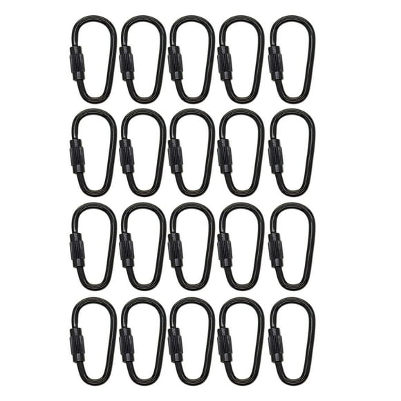 20 Piezas Mosquetón de Bloqueo Pequeño Clip Mosquetón de Bloqueo de Tornillo Hebilla Colgante Negra de Acero Mini Mosquetón para Pesca Viajar