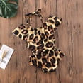 thumbnail image 5 of Seyurigaoka Baby Girls Sling Ruffled Swimwear, Leopard Lace Up One Piece Beachwear, 5 of 6