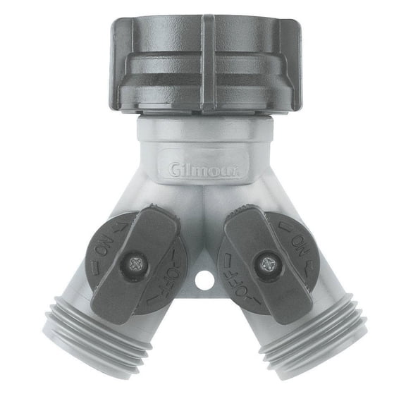 Gilmour 17 Hose Wye With Dual Shut-Off Valve, Polymer/Nylon, Teal/Black